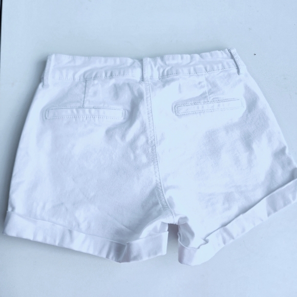 Aero Shorts Size 2 White Cuffed Denim Logo High Rise MIDI Pockets Stretch - Picture 8 of 9